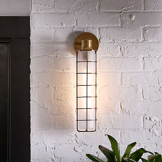 Fairfax Tall Brass Metal Indoor/Outdoor Wall Sconce Light