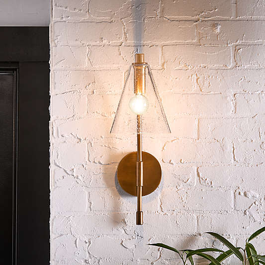 Lisse Brass and Seeded Glass Indoor/Outdoor Wall Sconce Light Set of 2