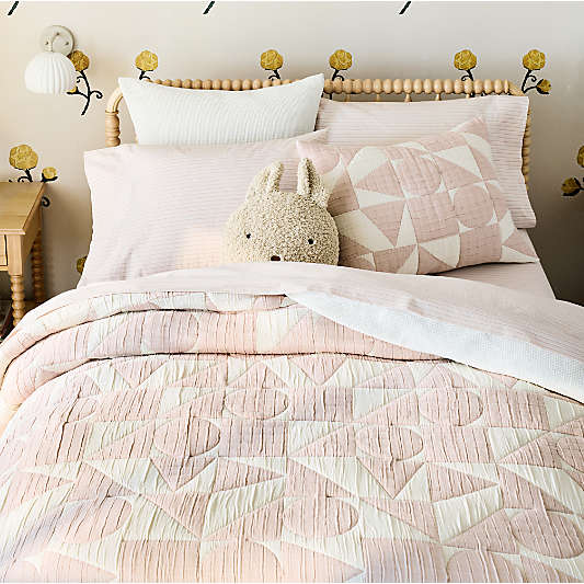 Geo Matelasse Orchid Rose Organic Cotton Kids Pillow Sham