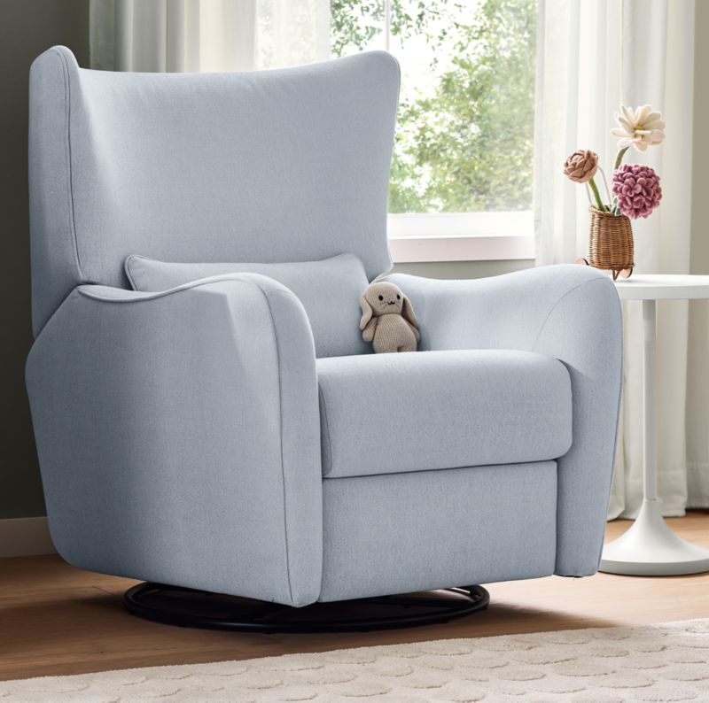 Aurora Light Blue Nursery Power Recliner Chair with Metal Base - image 1 of 9