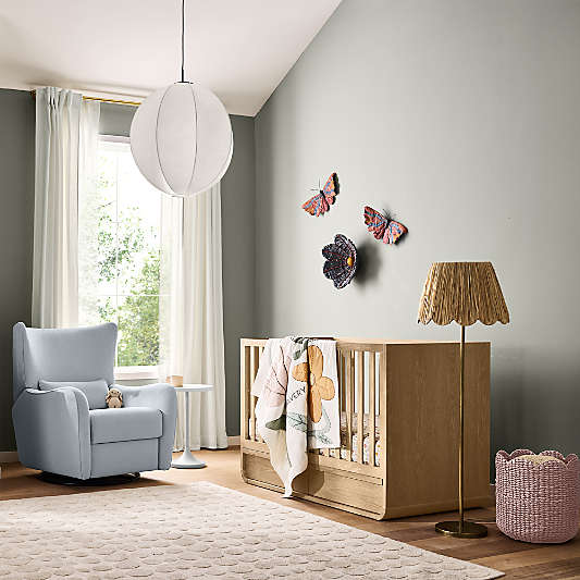 Mira Natural Oak Wood Convertible Baby Crib with Storage and Toddler Bed Rail