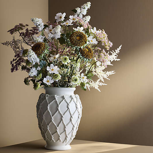 Corda Small White Ceramic Rope Vase 15"