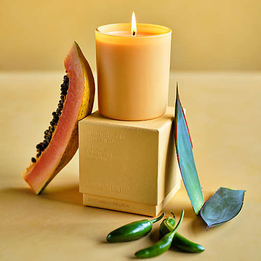 Monochrome No. 15 Sunrise Scented Candles and Reed Diffuser - Papaya, Jalapeno and Agave