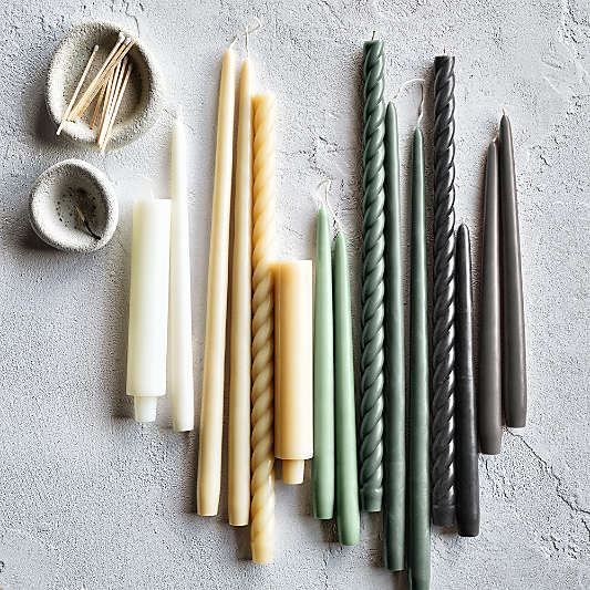 Twisted Oat Off-White Taper Candles 18", Set of 2
