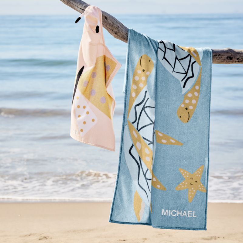 Turtle Printed Organic Cotton Kid Beach Towel - image 1 of 6