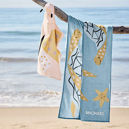 Turtle Printed Organic Cotton Kid Beach Towel