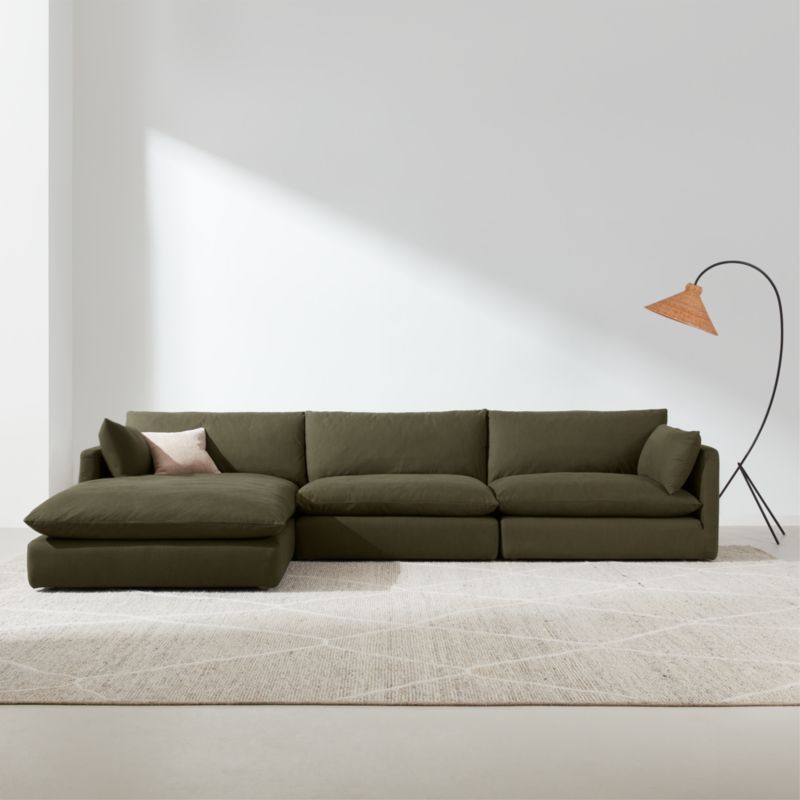 Unwind Modular 4-Piece Slipcovered L-Shaped Sectional Sofa