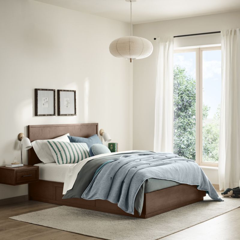 Aire Crinkle Blue Hand-Quilted 100% Organic Cotton Kids Full/Queen Quilt - image 1 of 12