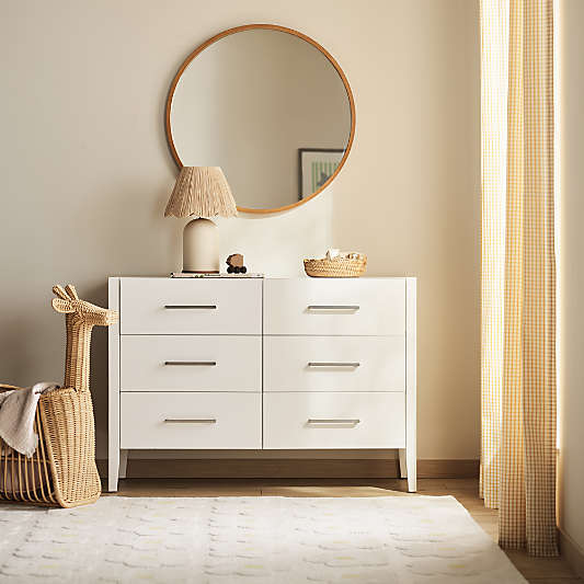 Ever Simple 48" White Wood 6-Drawer Kids Dresser