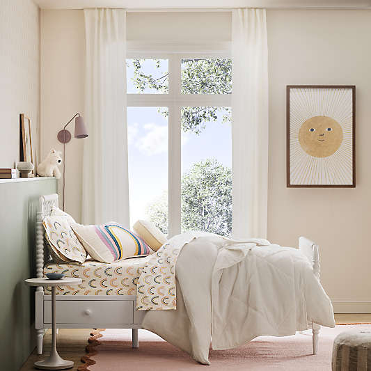 Jenny Lind White Wood Spindle Kids Twin Storage Bed