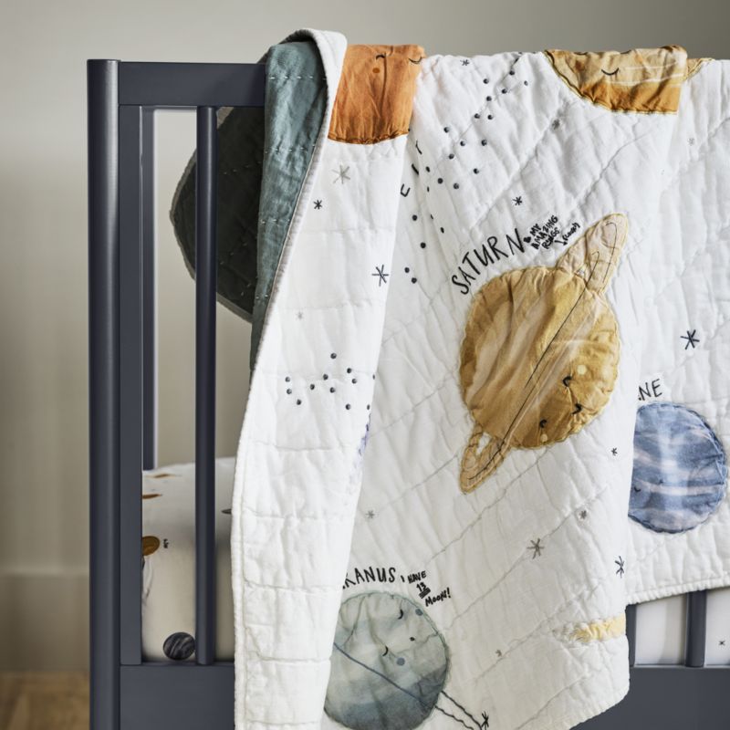 Outer Space 100% Organic Cotton Baby Crib Quilt - image 1 of 12