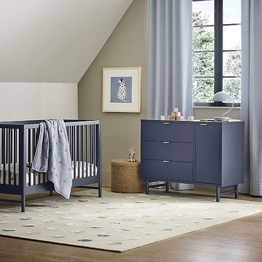 Multi Dot Cool Colorway Wool and Viscose Kids Area Rug 6'x9'