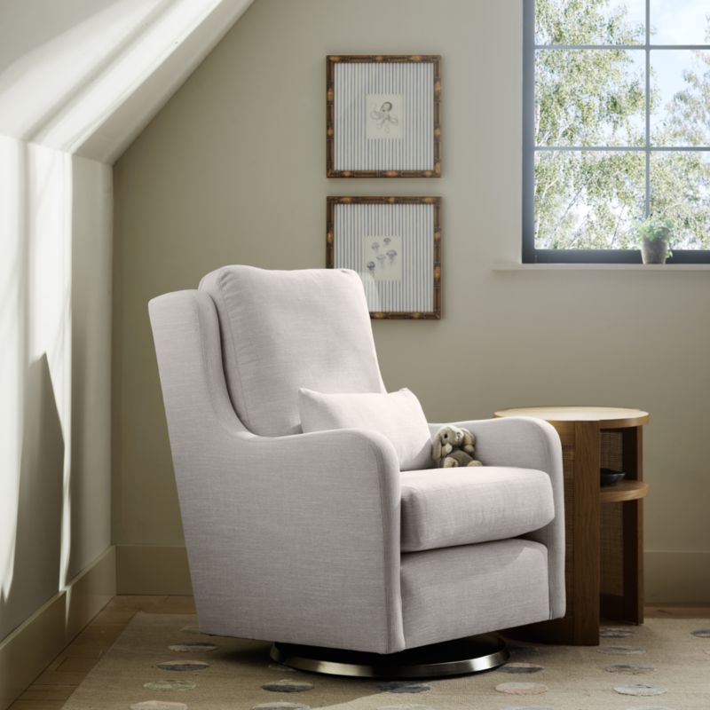 Milo Cream Nursery Swivel Glider Chair with Silver Base - image 3 of 12