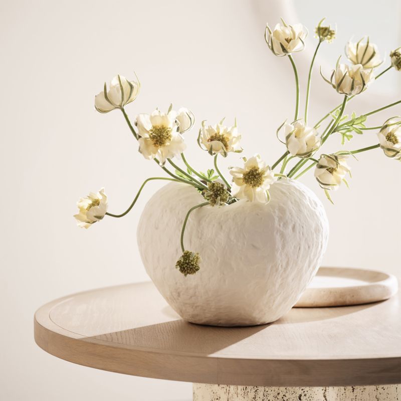 Scraffito 10" White Ceramic Vase - image 2 of 9