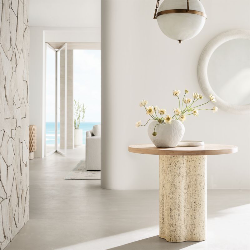 Fleur 36" Faux Travertine and Wood Round Bistro Table - image 2 of 5