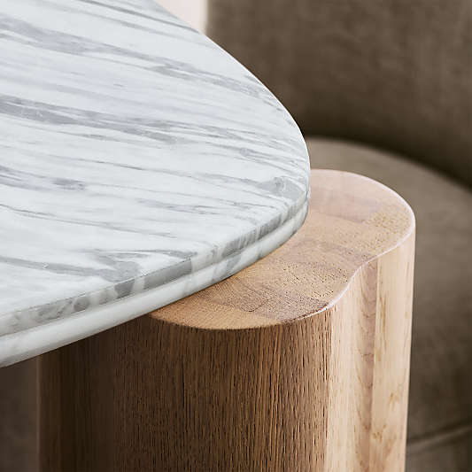 Tides 92" Arabescato Marble and Solid Oak Wood Dining Table