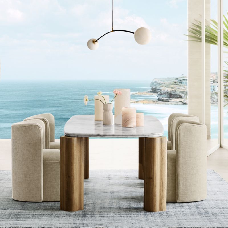 Tides 92" Arabescato Marble and Solid Oak Wood Dining Table - image 1 of 8