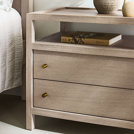 Keane 32" Weathered Natural Solid Wood Charging Nightstand