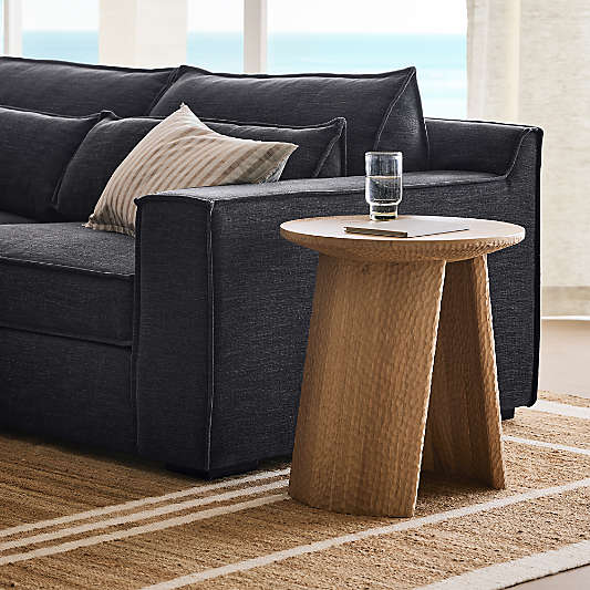 Canberra Carved White Oak 20" Side Table