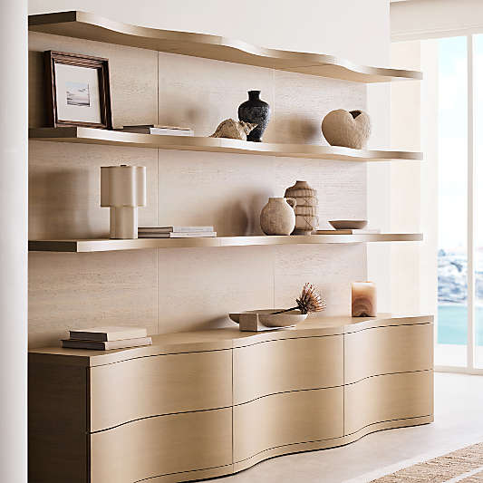 Coast 120" Whitewashed Oak Open Storage Bookcase, Set of 3