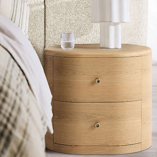 Anneli 24" Natural Oak Wood Charging Nightstand
