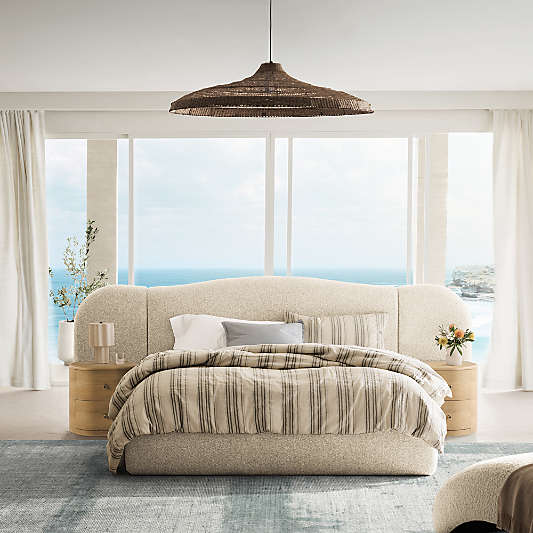 Seraph Upholstered Extended Winged King Bed