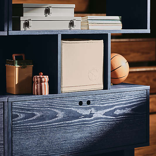 Converse Vent Dyed Navy Blue Wood Kids Bookcase with Drawer