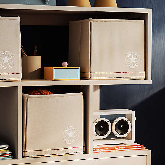 Converse Vent Whitewashed Ash and Dyed Navy Blue Wood Kids Bookcase Set with Drawer