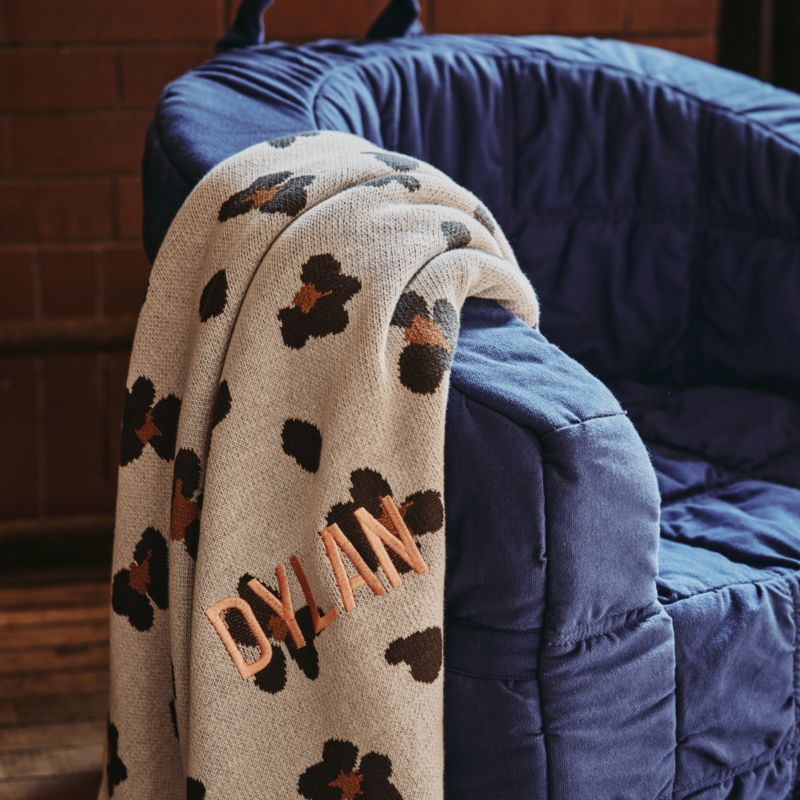 Converse Intarsia Knit Leopard Floral Organic Cotton Kids Throw Blanket - image 2 of 9