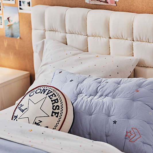 Converse All Star Pastel Periwinkle Organic Cotton Embroidered Kids Pillow Sham