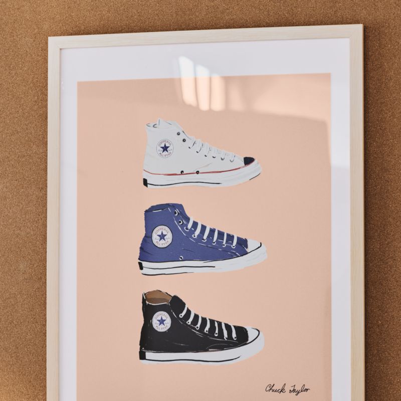 Converse Pink All Stars Trio Maple Wood Framed Wall Art Print - image 3 of 7