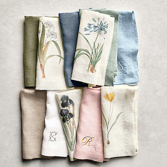 Spring Floral Printed Linen Napkins, Set of 4