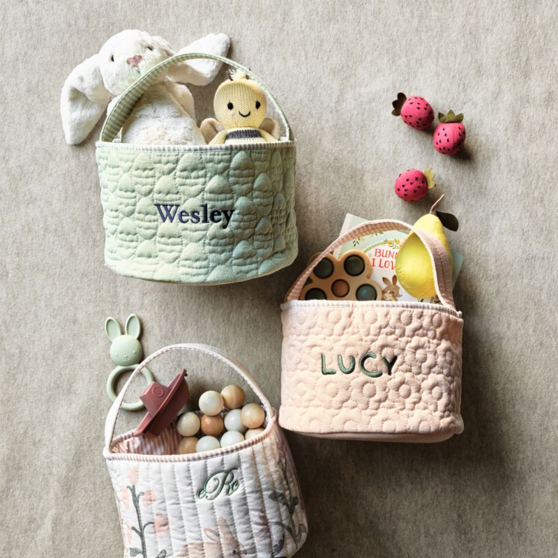 Quilted Elegant Pink Daisy Kids Easter Basket - image 2 of 8