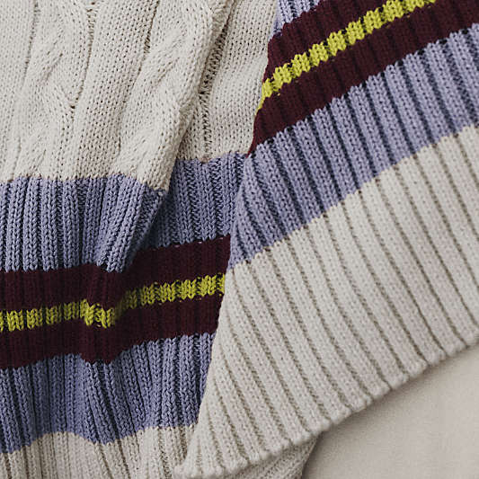 Tennis Sweater Pampas Ivory Stripe 55" x 70" Kids Throw Blanket by Venus Williams