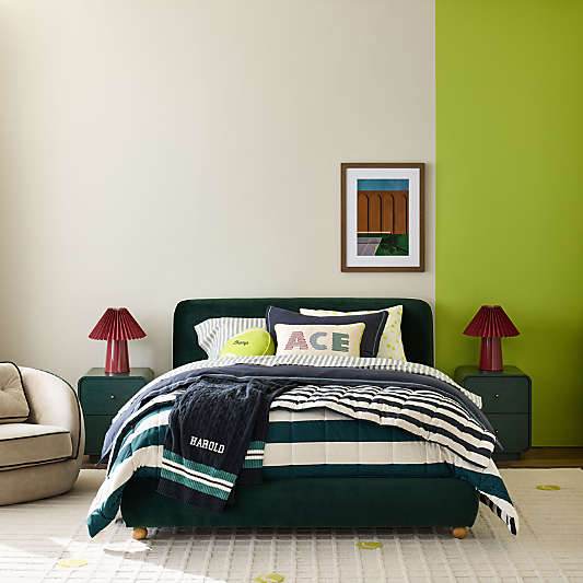 Winner Kent Pine Velvet Upholstered Queen Kids Bed by Venus Williams