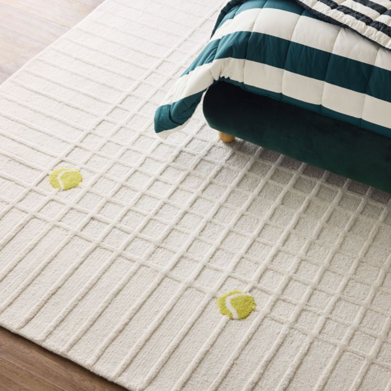Racket Plaid Ivory Wool Kids Area Rug 5'x8' by Venus Williams - image 2 of 5
