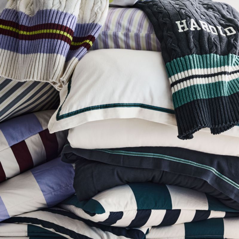 Match Point Deep Jade Stripe Reversible Organic Cotton Kids Twin Quilt by Venus Williams - image 2 of 8