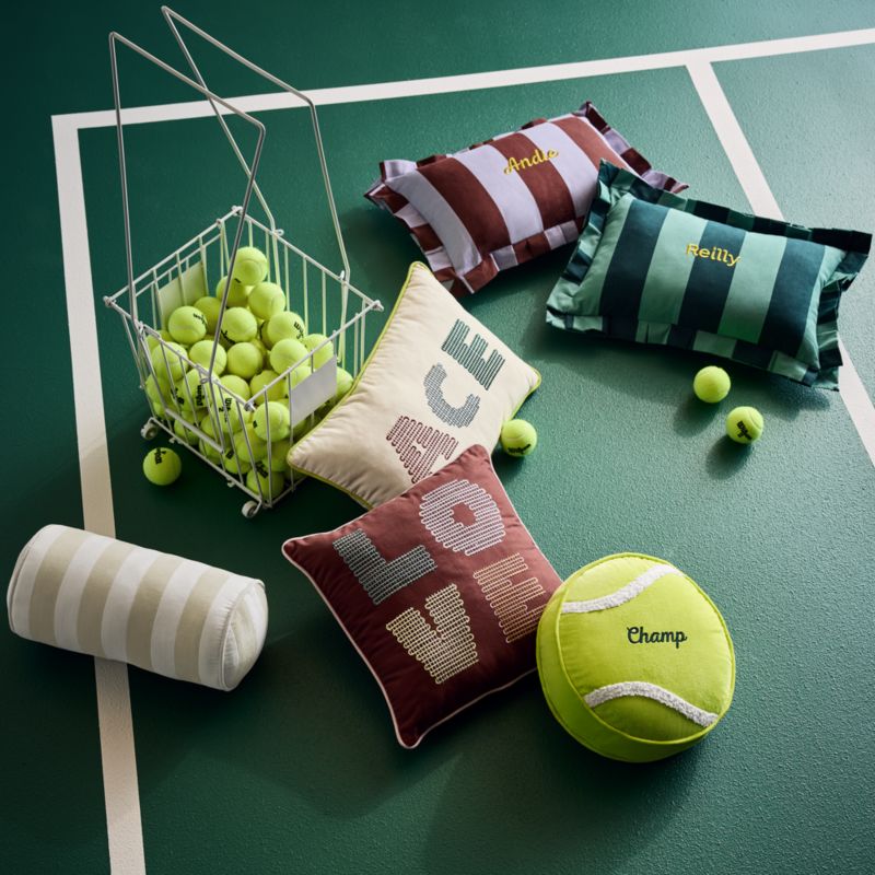 Wimbledon Rainforest Green Stripe Pleated Edge Lumbar Pillow by Venus Williams - image 2 of 6