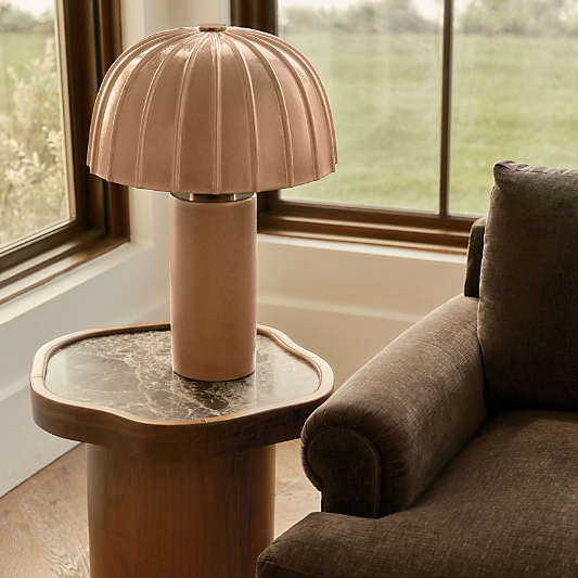 Roland Marble and Walnut Wood 21" Side Table by Venus Williams