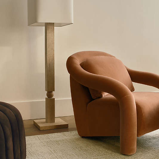The Line Travertine 44.75" Floor Lamp with Fabric Shade by Venus Williams