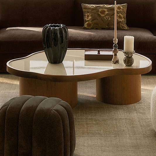 Roland 60" Natural Walnut and Tadelakt Coffee Table by Venus Williams