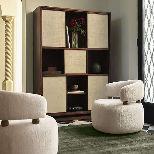 Centre Court 54" Walnut and Grasscloth Storage Cabinet by Venus Williams