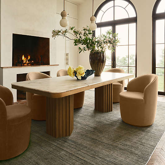 Monte Carlo 96" Marble and Oak Wood Dining Table by Venus Williams