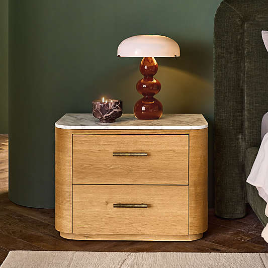 Doubles 30" Marble and Oak Wood Nightstand by Venus Williams