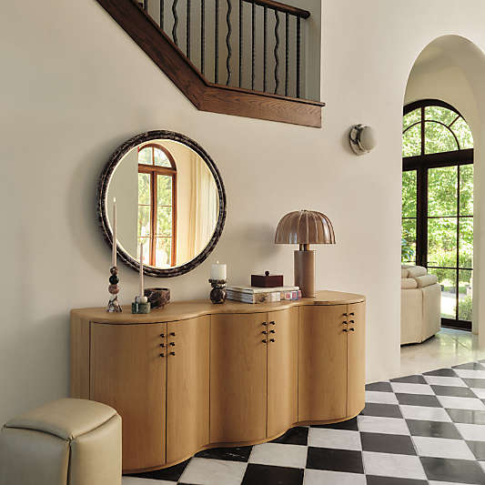 Paint the Lines Round Marble Wall Mirror by Venus Williams