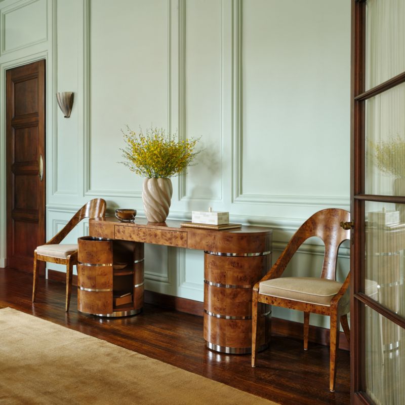 Lucie Burl and Chrome 68" Storage Console Table by Laura Harrier & Tiffany Howell - image 1 of 12