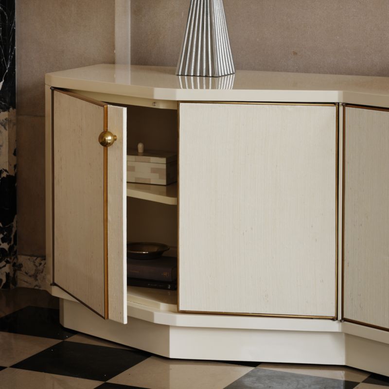 Vesper 76" Brass and Grasscloth Storage Media Console by Laura Harrier & Tiffany Howell - image 2 of 9