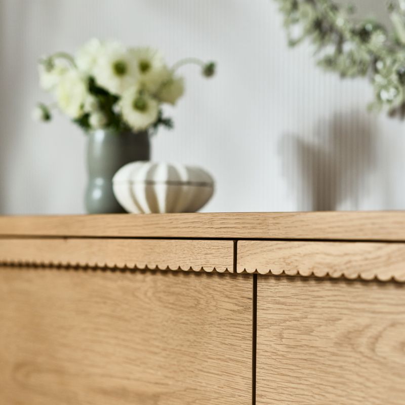 Raya 58" Natural Oak Wood Wide 6-Drawer Kids Dresser - image 3 of 10