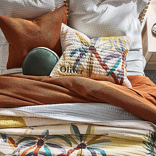 Cozy Cloud Geo Giggles Blue Block Print Organic Cotton Kids Sheet Set