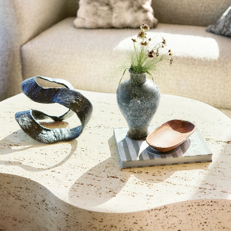 Fleur Faux Travertine Resin 52" Coffee Table - image 9 of 14